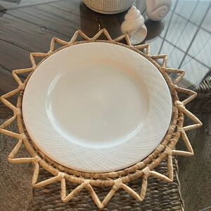 Vintage Woven Coiled Sun Star Starburst Basket Charger Boho Wall Table Set of 4